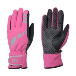 Hy Reflective Waterproof Multipurpose Gloves Hot Pink/Grey