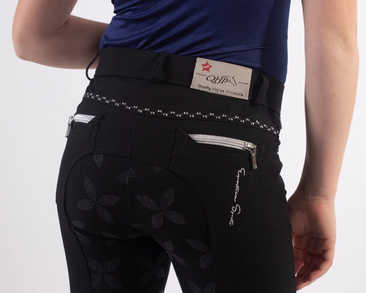 QHP Junior Lauren Breeches Anti-Slip Full Seat Black 5 QHP Junior Lauren Breeches Anti-Slip Full Seat Black - Image 3