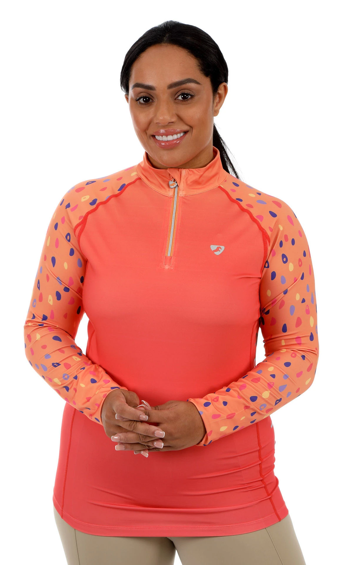 Shires Ladies Aubrion Hyde Park XC Shirt Orange Spot 4 Shires Ladies Aubrion Hyde Park XC Shirt Orange Spot - Image 2
