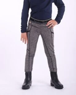 QHP Junior Riding Tights Senne Full Grip Anthracite