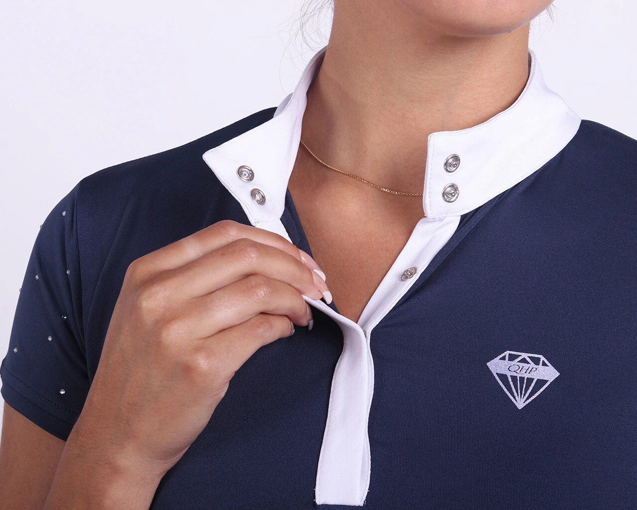 QHP Marit Competition Shirt Navy 5 QHP Marit Competition Shirt Navy - Image 3