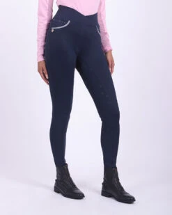 QHP Riding Tights Kathleen Full Grip Navy