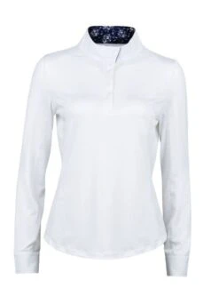 Dublin Ladies Ria Long Sleeve Competition Shirt White/Navy