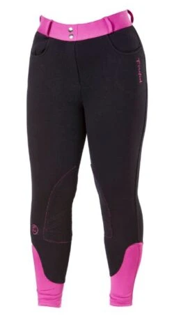 Firefoot Ladies Farsley Fleece Lined Breeches Black/Fuchsia