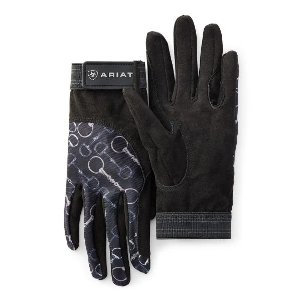 Ariat Tek Grip Spirit Gloves Charcoal Bit Print 3 Ariat Tek Grip Spirit Gloves Charcoal Bit Print