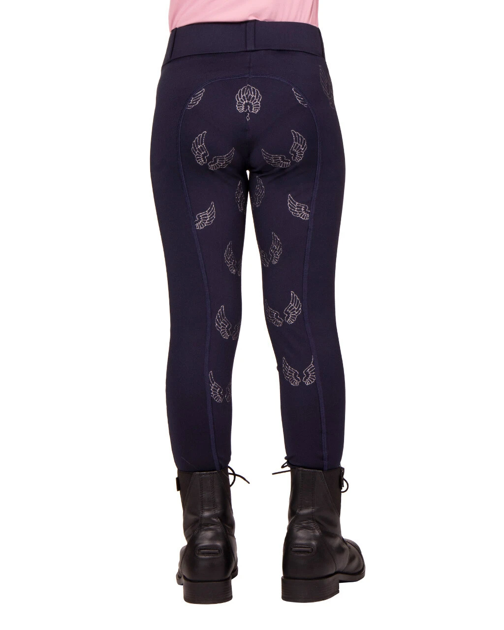 QHP Junior Veerle Riding Tights Navy 4 QHP Junior Veerle Riding Tights Navy - Image 2