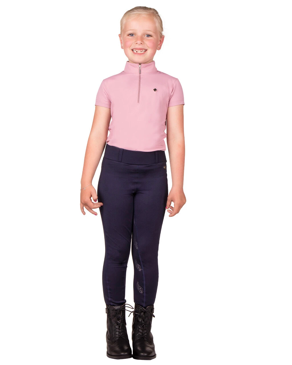 QHP Junior Veerle Riding Tights Navy 5 QHP Junior Veerle Riding Tights Navy - Image 3