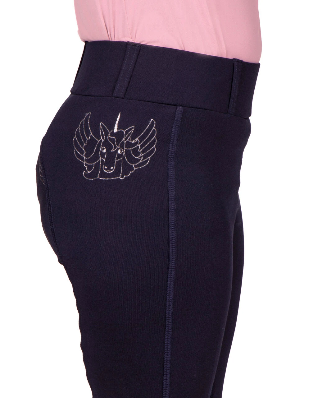 QHP Junior Veerle Riding Tights Navy 6 QHP Junior Veerle Riding Tights Navy - Image 4