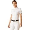 Ariat Ascent 1/4 Zip SS Show Shirt White -Equestrian Equipment Shop 0028457 ariat ascent 14 zip ss show shirt white